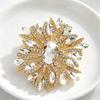 Multicolor Rhinestone Flower Brooch Shiny Crystals Gold Plated Frame For Wedding Party Formal Outfit Accessories