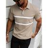 Mens Casual Short Sleeve Striped Polo Shirt Summer Style