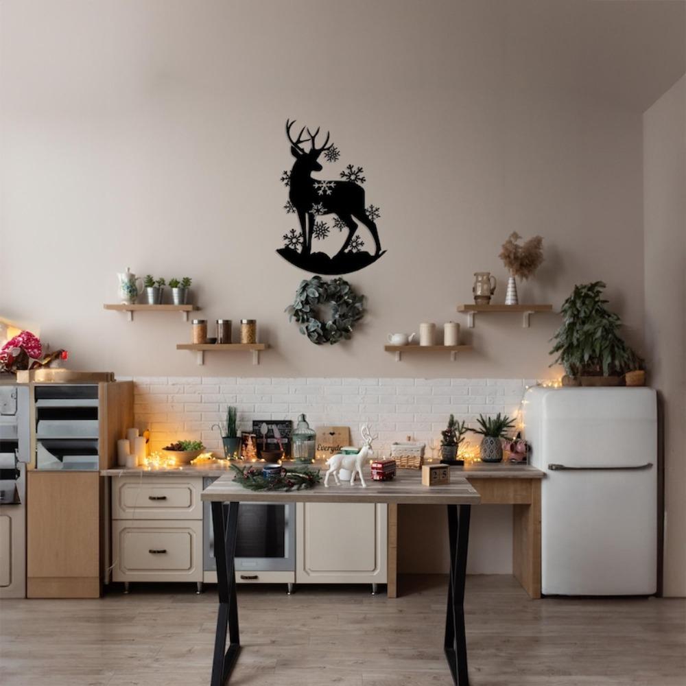 Handmade Deer Metal Wall Sculpture, Rustic Winter Home Decoration