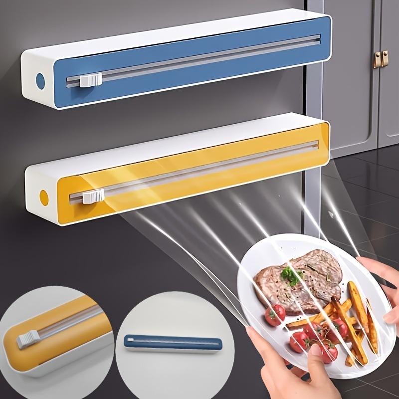 1 Food Film Dispenser Magnetic Plastic Wrap Dispenser with Cutter Storage Box Aluminum Foil Stretch Film Cutter Storage Holder