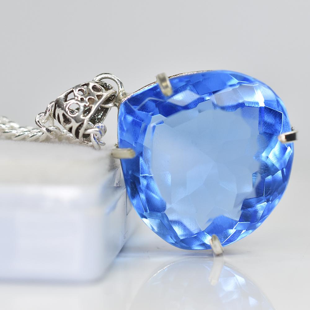Lab CREATED 110.9 Ct CERTIFIED Blue Topaz Pear Pendant A Grade Jewelry Gems MY-PD-122-NS