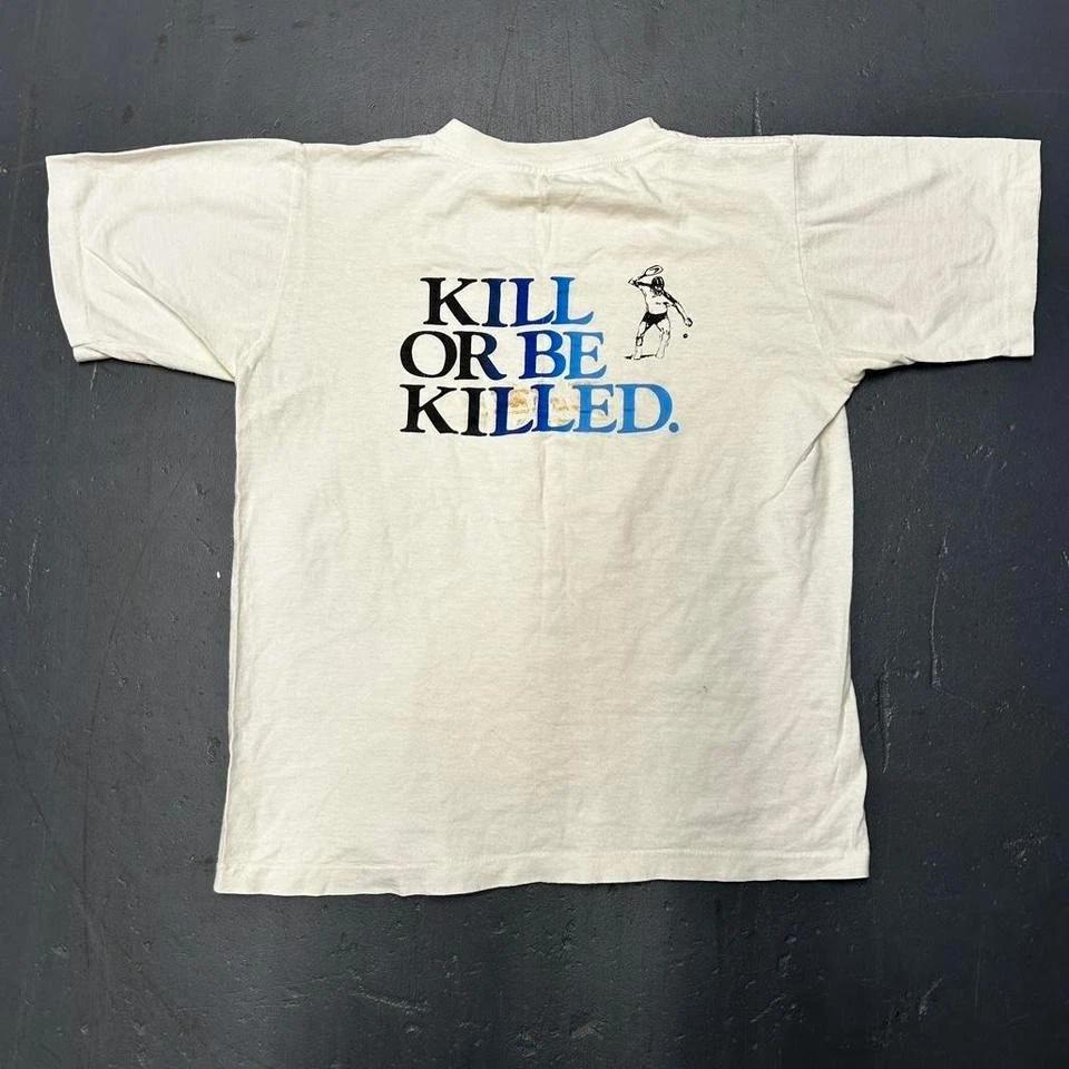 

Vintage 90s Kill or be killed head tennis graphic single stitch Tshirt S