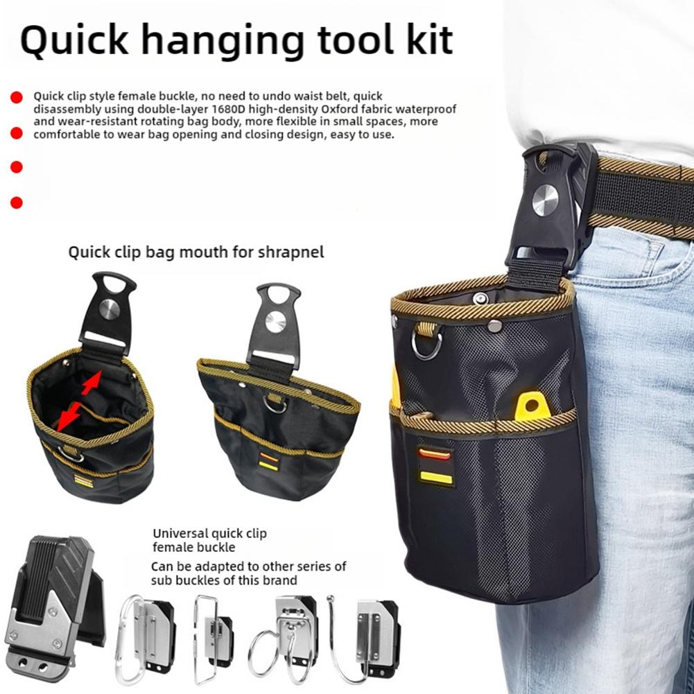 Multi Functional Waist Tool Pouch Rotating Quick-Hang Multi-Layer Waterproof Storage Bag for Electrician and Carpenter