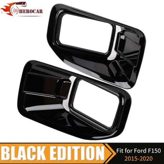 Black Front Bumper Fog Light Lamp Guard Cover Trim For Ford F150 XLT 2015-2017