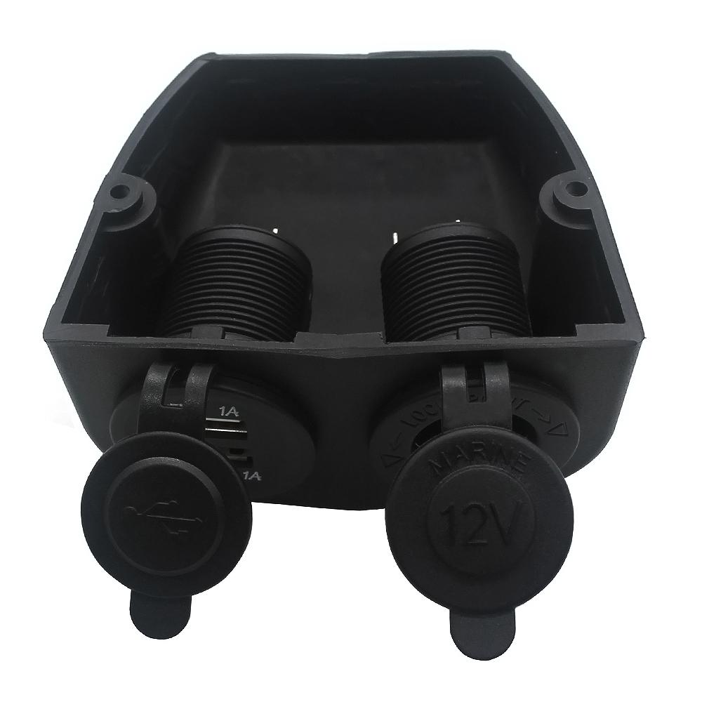 Dubbel Bilströmuttag Fördelare 12V USB-laddare Strömadapter Uttag