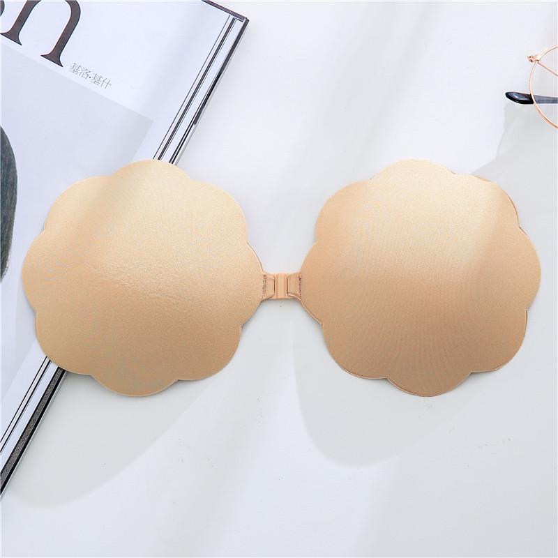 

Women s Flowers Waterproof Stealth Placket Gathered Breathable Silicone Breast Implants L бежевий