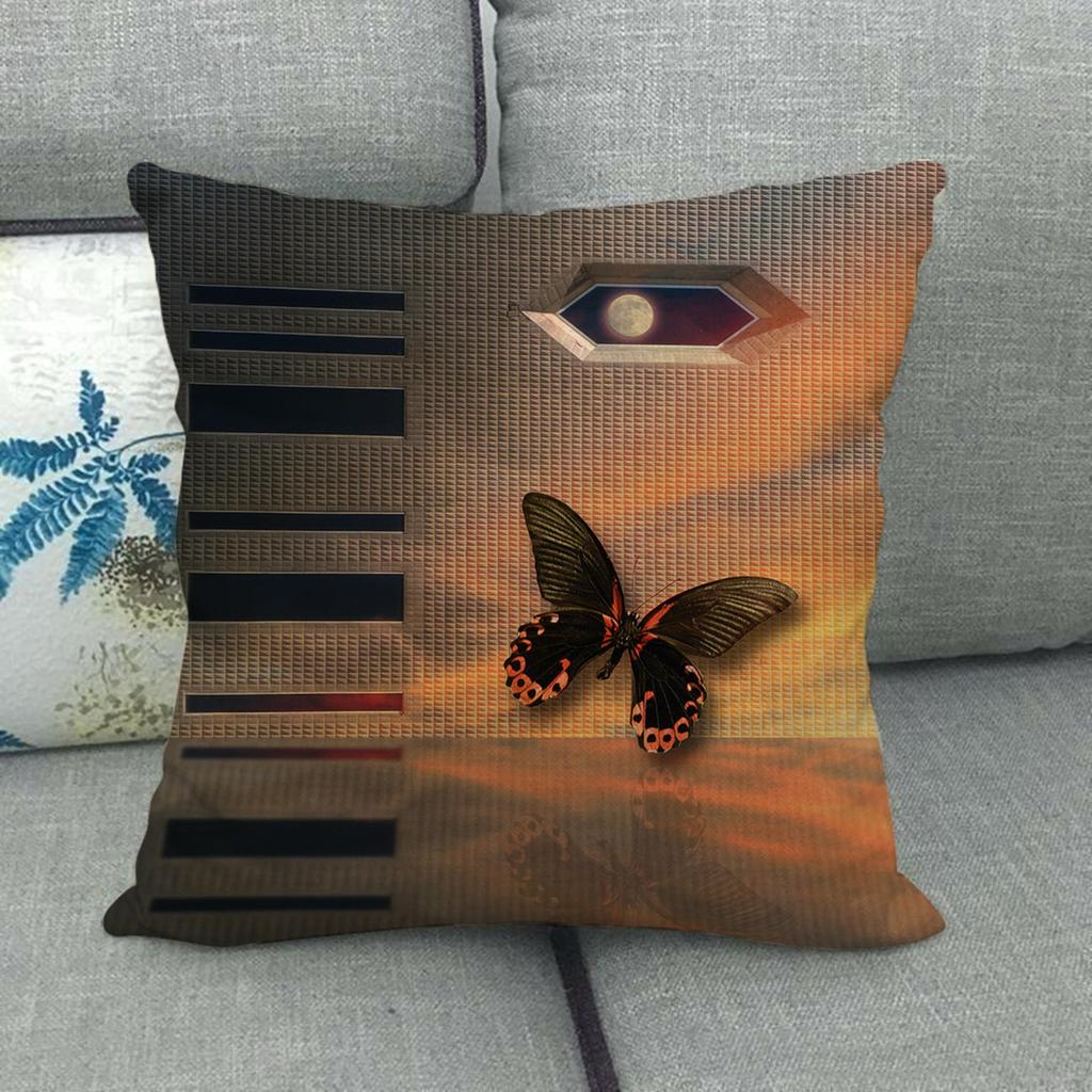 Butterfly Colorful Cartoon Insect Animal Digital Printing Short Plush Pillow Covers For Car Sofa Office Cushion Cover Home Goods