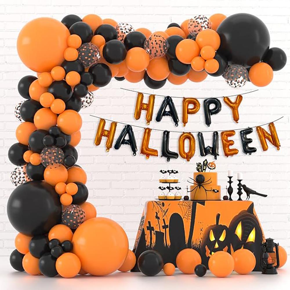Orange Black Balloons Garland Halloween Orange Confetti Latex Ballon Arch Kit Candy Birthday Party Baby Shower Decoration Globos