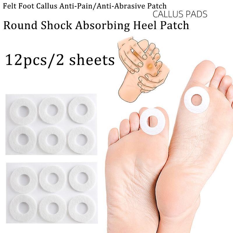 

12pcs/bags Foot Callus Pain Heel Stickers Felt Corns Self-adhesive Sticker Preventing Calluses Pain Abrasion Protective Patches