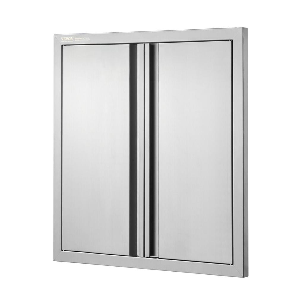 Puerta de Acceso para Barbacoa, Doble Puerta de Cocina Exterior de 610x610 mm, Puerta de Acero Inoxidable de Montaje Empotrado, Puerta Vertical de Pared con Tiradores Empotrados, para Isla de Barbacoa,