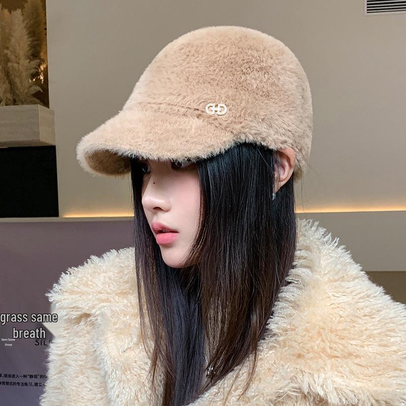 Plüsch-Baseballkappe im koreanischen Stil: Dick, Warm, Winddicht, für Großen Kopfumfang, Perfekt für Herbst- und Winter-Outdoor-Reisen.