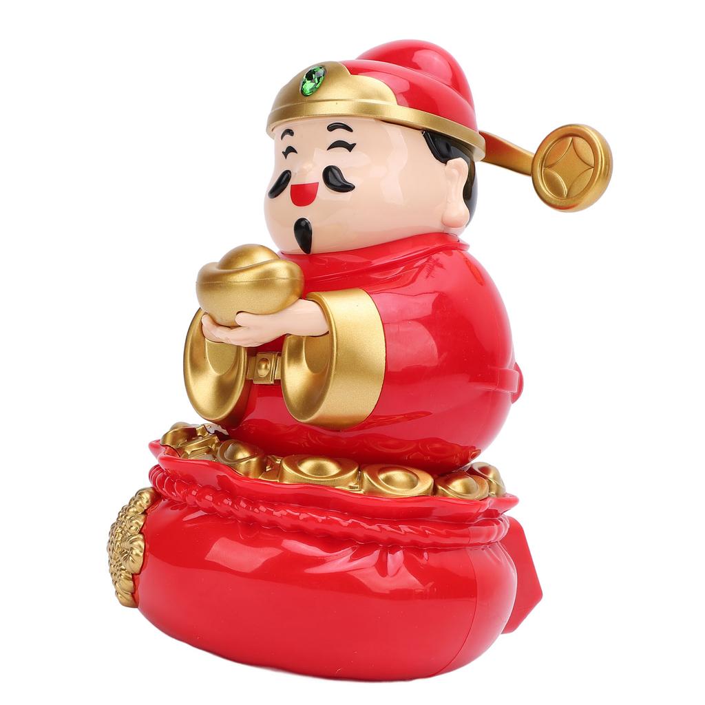 Caishen Staty Solcellsljusavkännande Auto Skakande Härlig Gud av Rikedom Staty för Dekoration Present