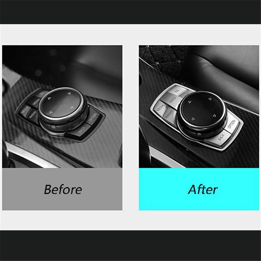 Cromato Multi-Media 7 Pulsanti Copertura Decorativa Finitura Per BMW Serie 3 4 5 6 X5 X6 iDRIVE