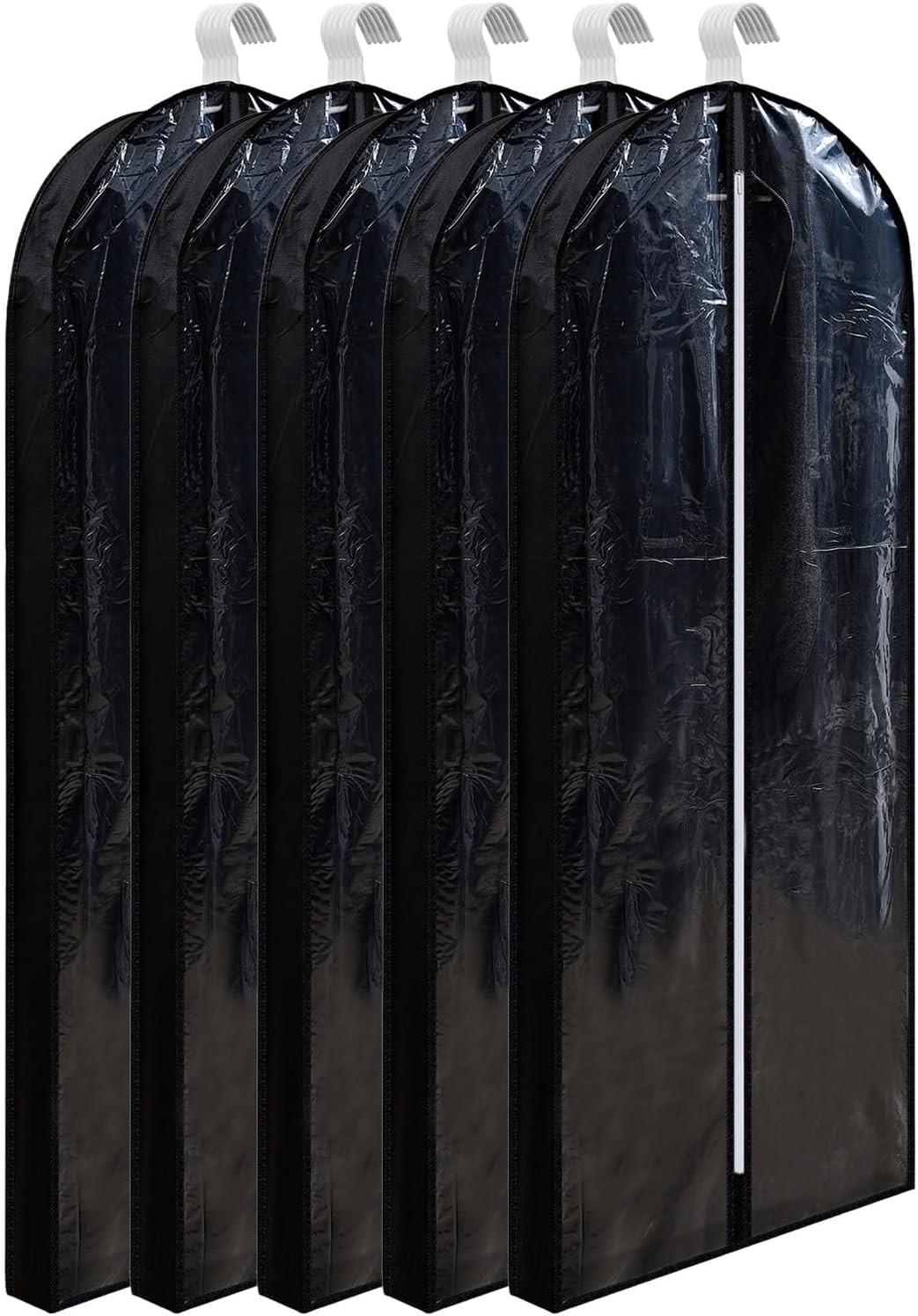 VECELO Garment Dustproof Suit Can be used while Relaxed Breathable Transparent Center 150cm Covers, Covers, Covers, Hangers, 5-Pack, Gusseted, чёрный