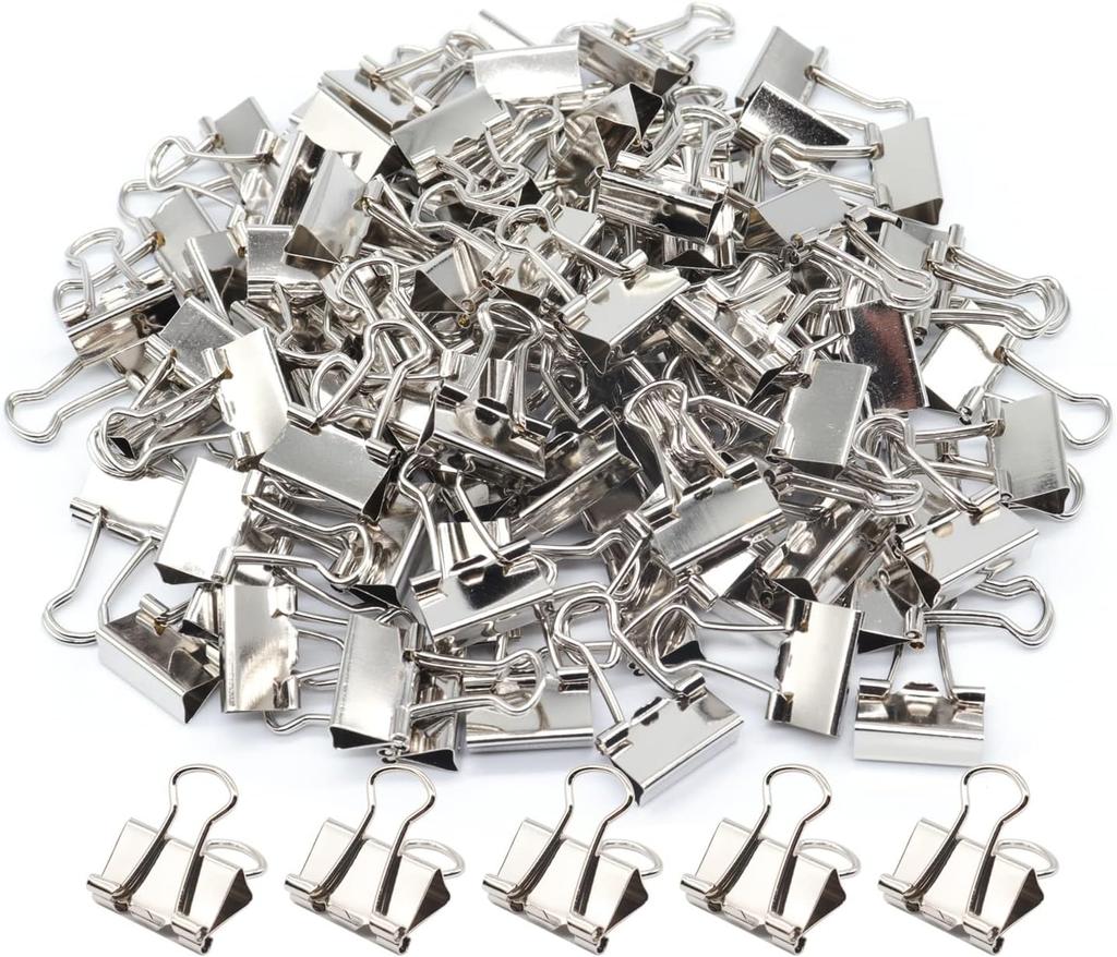 Clips Mini Folder Argintiu 15mm Agrafă Mică Suport Facturi Birou Universal pentru Casă Școală și Birou 100 BUC argintiu