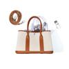 Niche high-end women's leather handbag, first-layer cowhide large-capacity canvas contrasting color garden tote bag