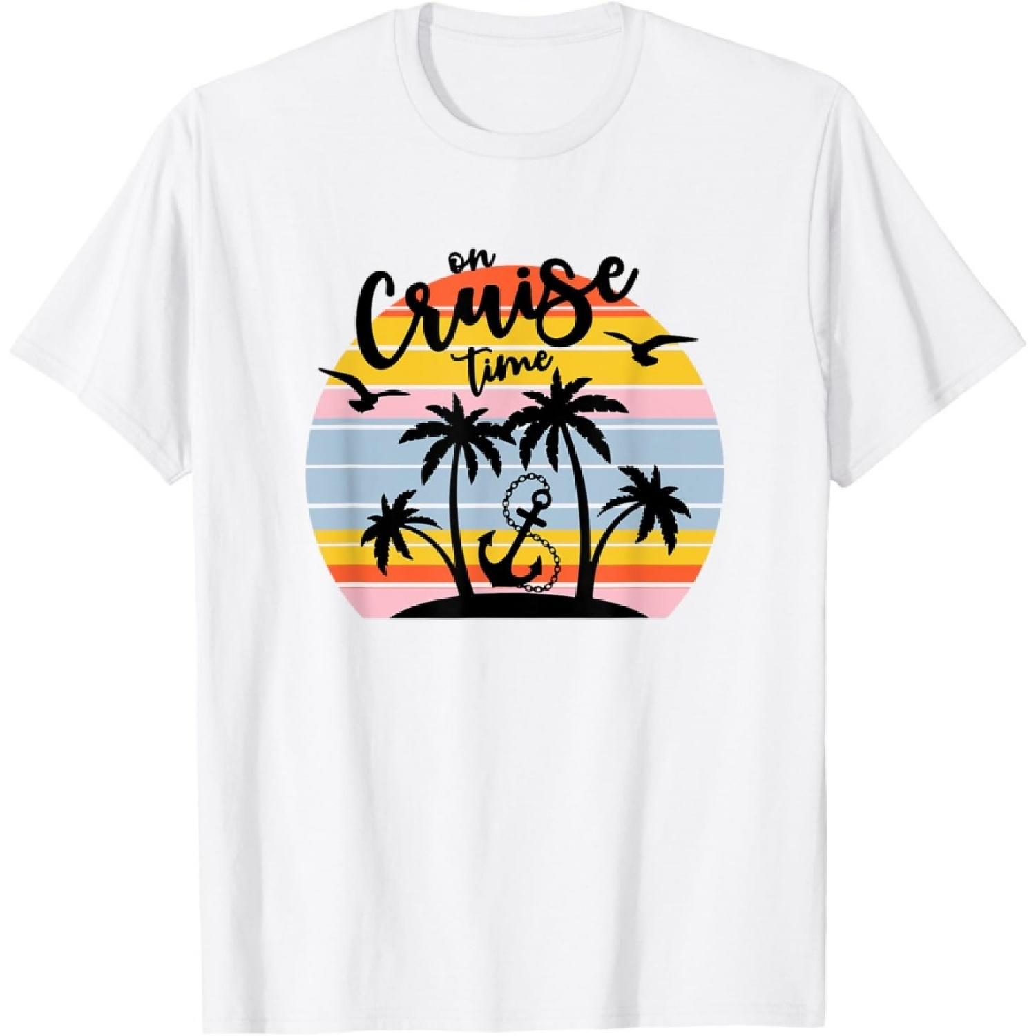 Retro On Cruise Time Summer Vacation Outfits for Women Men T-Shirt S