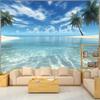 2D Tropical Beach Tapestry Palm Tree Ocean Wall Hanging Backdrop