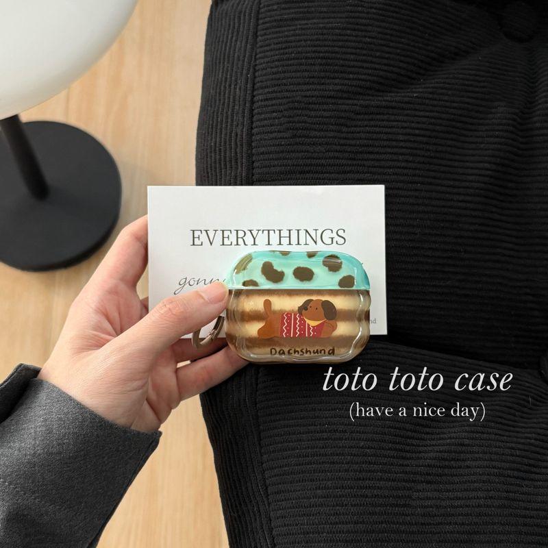 

Generation Bluetooth Earbuds Case Airpods4 Generation New Arrival Protective Case Semi-Transparent Leopard Print Airpods1/2 Generation Drop-Resistant Apple Airpods Pro Brown Stripes Red Dog