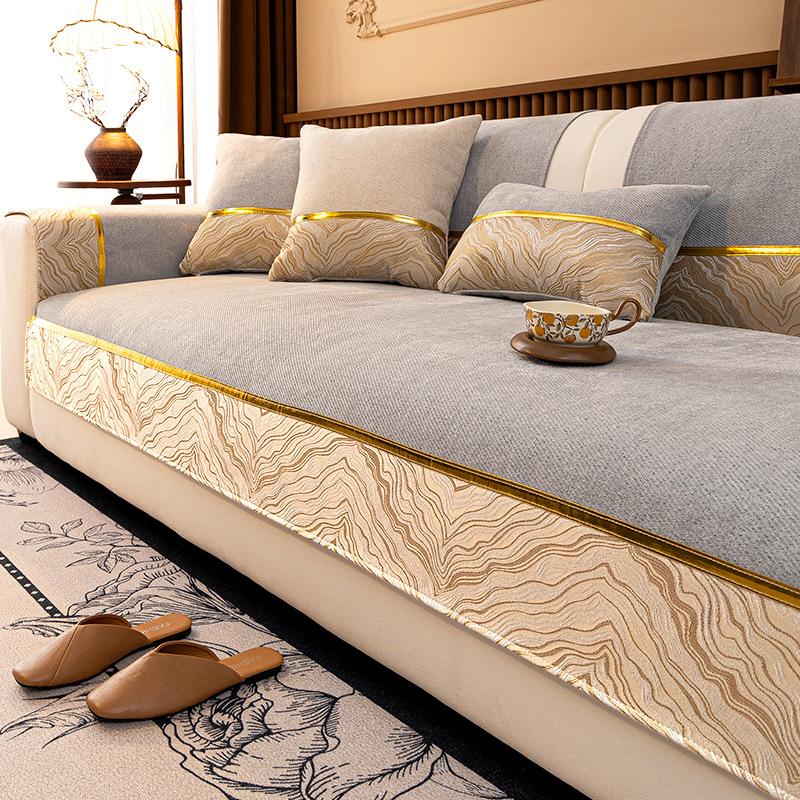 

Подушка для дивана из шенилла в стиле легкой роскоши, нескользящая, новая, универсальная для четырех сезонов, высококачественная кожаная накидка на спинку дивана 70*70cm