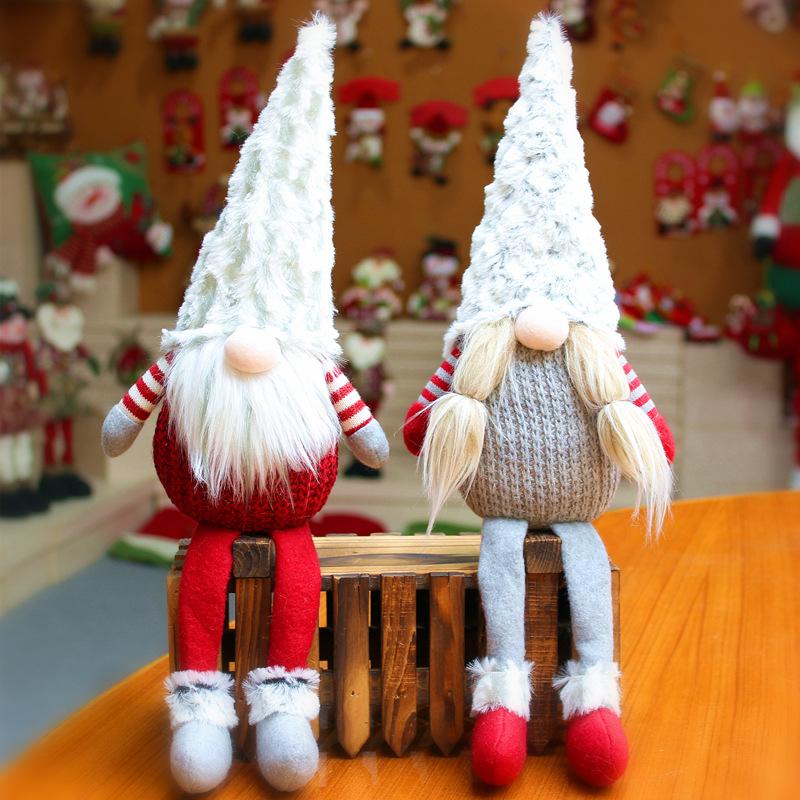 85cm Vánoční dekorace skřítků s dlouhou zatahovací nohou Ručně vyráběný Velký stojící plyšový skřítek Sváteční elf pro výzdobu vánoční párty