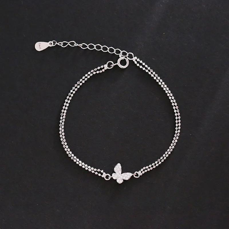 

Браслет с бабочкой Ins Нишевый дизайн Холодный ветер Двухслойные украшения из круглых бусин Легкая роскошь Подруга