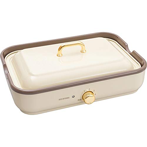 IRIS OHYAMA Hot Plate Takoyaki Maker Deep Pot 2way Easy To Wash Stylish Temperature Adjustment Function Warranty PHP-1002TC-VC Vanilla Cream