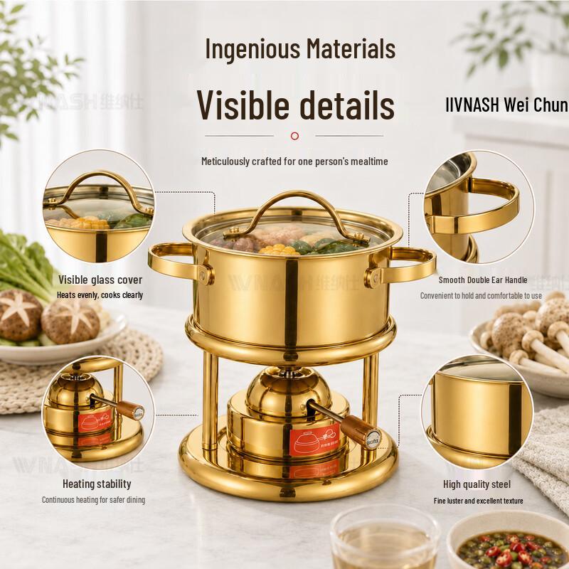 Vnash 304 Stainless Steel Single-Person Mini Hot Pot