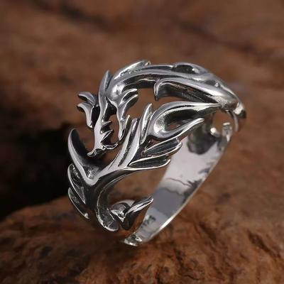 Simple, Able and Trendy Dragon-shaped Ring, Adjustable Open Hip-hop Ring, Men's Retro Jewelry Accessories