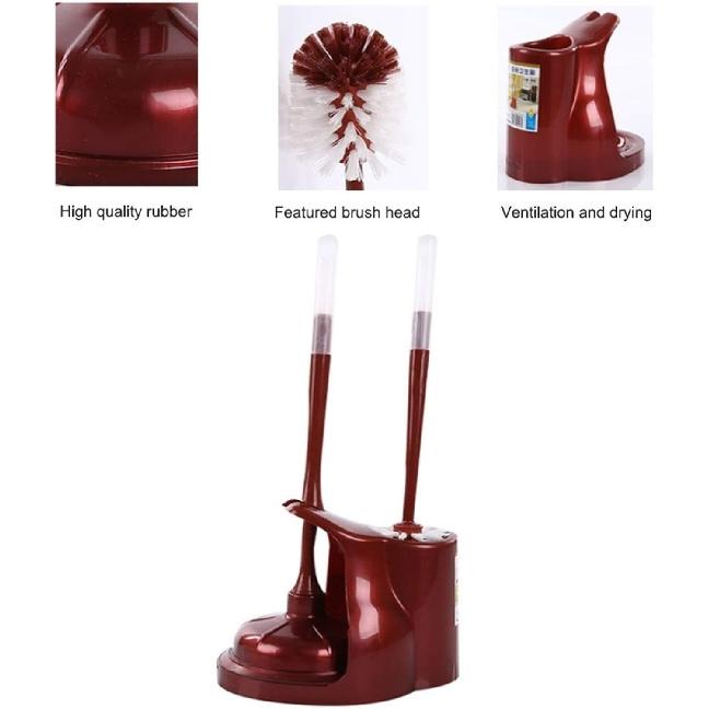 

Бытовой туалетный вантуз со щеткой, Комбо 2-в-1 вантуз и туалетная щетка с держателем для организации хранения в ванной комнате, Глубокая очистка (цвет : красный)