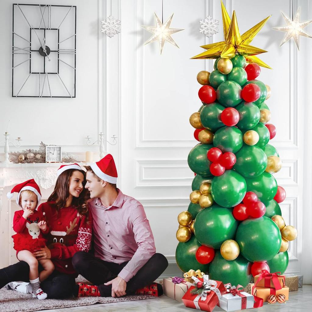 91pcs Golden Green and Golden Wreath Balloon Tree Set for Christmas and Birthday Party Decoration