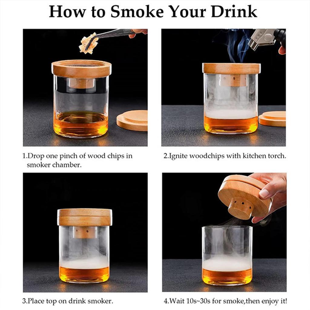 Cocktail Smoker Kit,Smoking Set with5/4Wood Chips,Old Fashioned Whiskey Smoker Drinks Kit,Cocktail Accessories for Whiskey,Drink