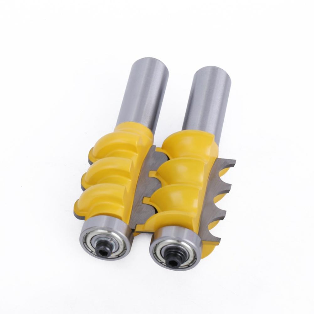 Router Bit Set 2pcs with 12in Shank Triple Bead Column for Precise Tenon Milling and Smooth Wood Edge Profiling