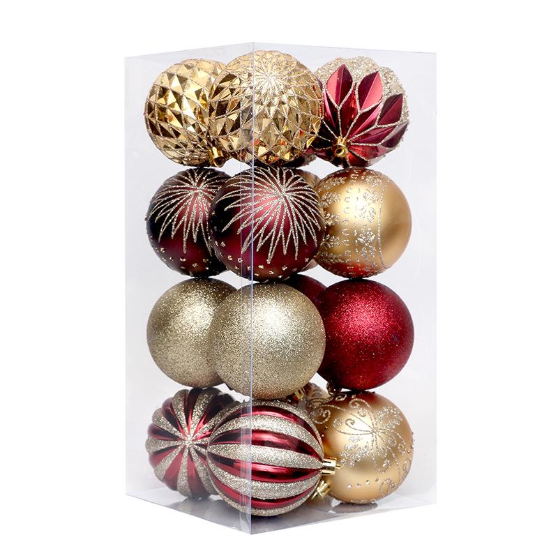 Elegant 8CM/16 Painted Christmas Ball Set: Exquisite Cross-Border Tree Decorations