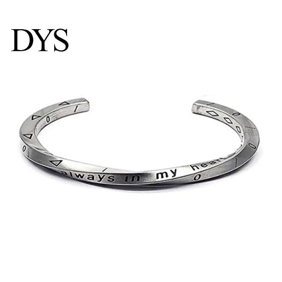 Men Bracelet Opening Adjustable Silver Color Twist Boho Wrist Decoration Easy to Wear Fish Letter Curved Sleeve Jewelry