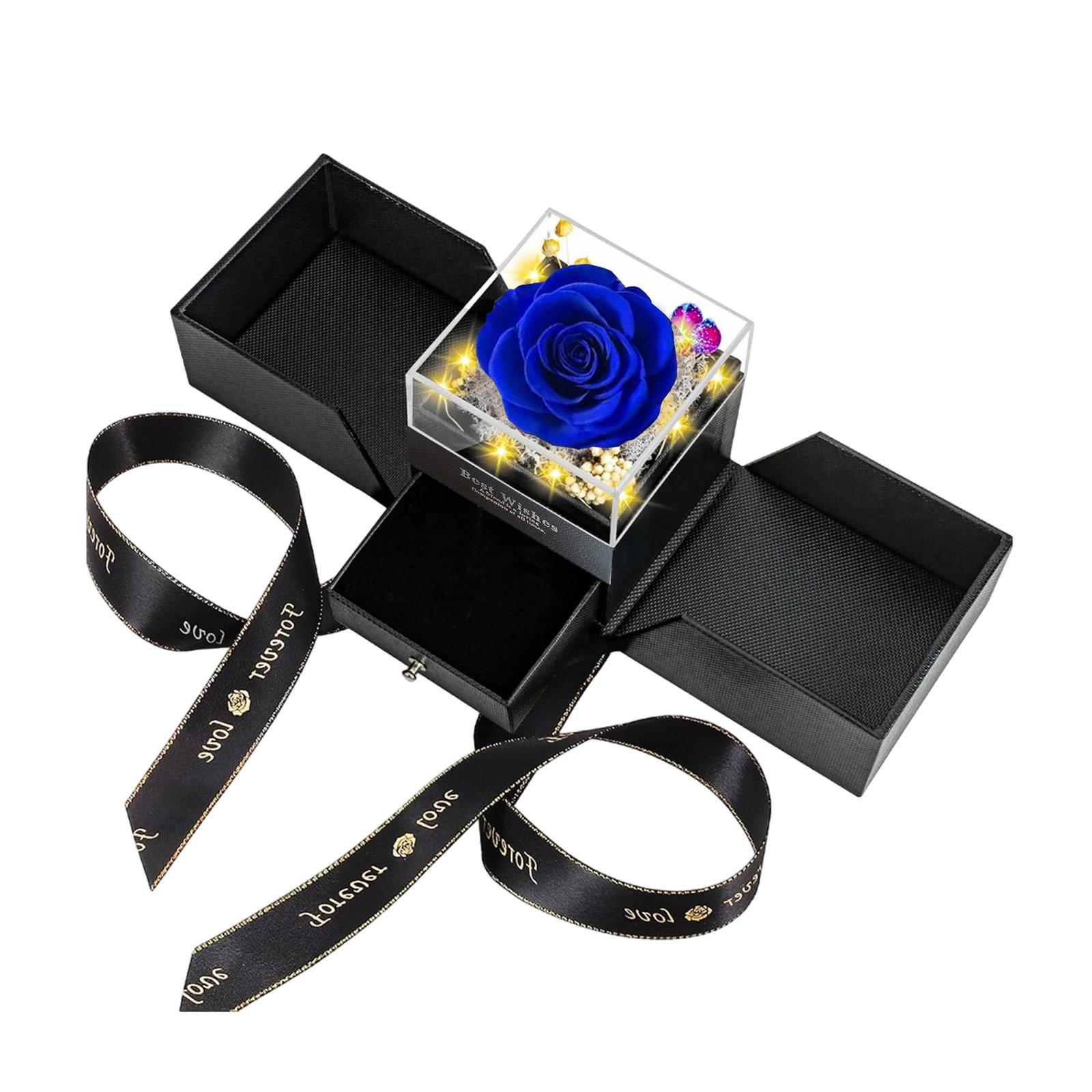 

Preserved Flower Gift Box Rose Jewelry Packaging Box Acrylic Drawer Box Holiday Gift Box High End Jewelry Box One Size