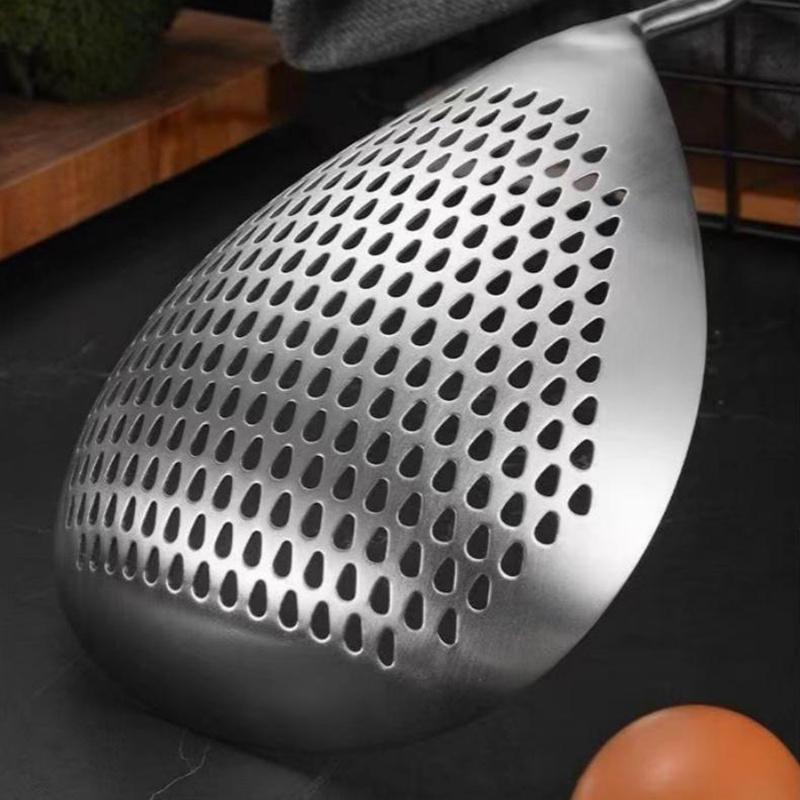 1Pcs Large Durable Stainless Steel Colander Skimmer Spoon Heavy Duty Food Strainer Spoon For Frying & Cooking Kitchen Utensils