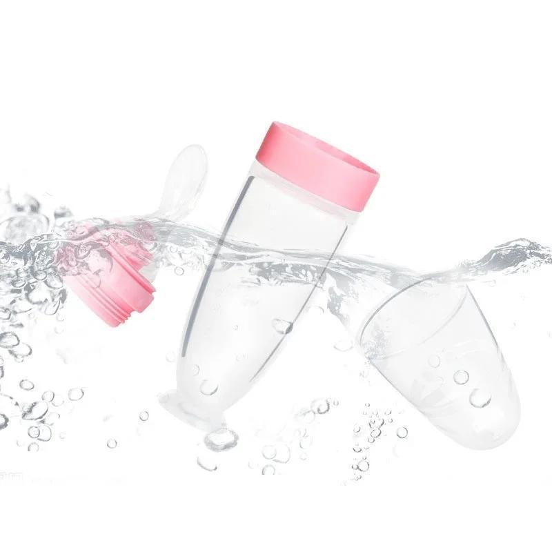 2025 New 1 Pcs Baby Rice Paste Bottle Baby Silicone Milk Bottle Feeding Spoon For Baby Silicone Squeeze Spoon Rice Paste Bottle