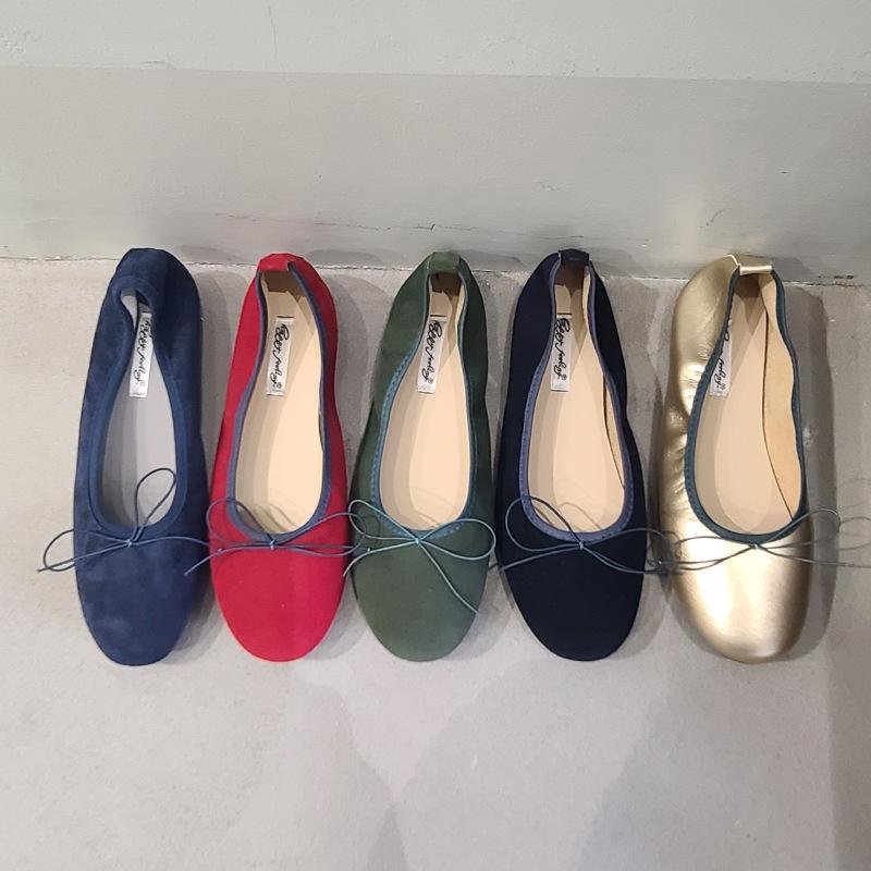 New flat-bottomed light-mouth ballet silver single shoes women's shoes bow red boat shoes