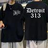 Large Cotton Men's D12 Band Rapper Eminem T-shirt Detroit Michigan 313 Printed T-shirt Men's Fashionable Casual T-shirt Top