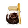 Glass Airtight Storage Tea Sugar Canister With Wooden Spoon Kitchen Pantry Sealing Container For Loose Leaf Tea Coffee Spices