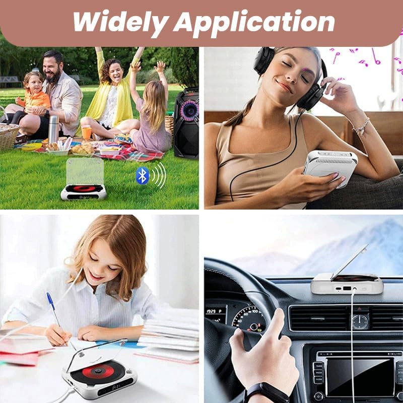 Portable CD Player with Bluetooth 5.3 – Hi-Fi Sound Rechargeable Battery, Supports CD/CD-R/CD-RW/MP3 Compact & Lightweight