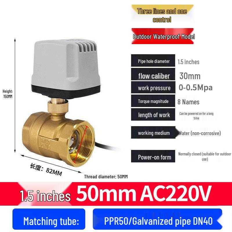 220V DN15 Měděný závitový elektrický kulový ventil pro regulaci vody