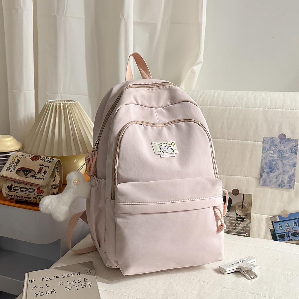 Schoolbag new Korean version of high-value large-capacity schoolbag for women's leisure solid color simple and versatile backpack for junior