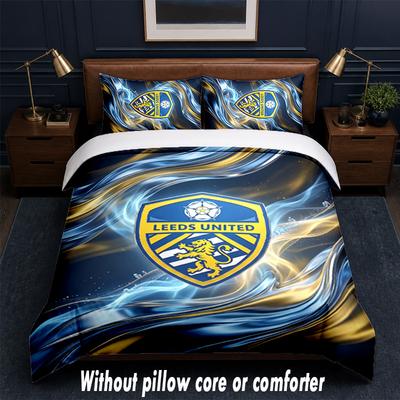Ensemble de literie Leeds United Football Design 1 Housse de couette + 2 Taies d'oreiller Doux Respirant Linge de lit pour la maison
