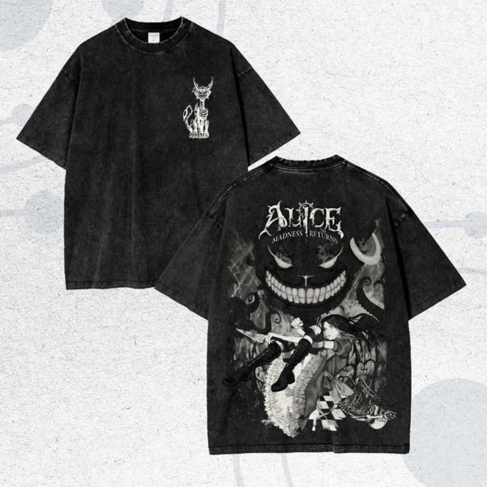 Alice Madness Returns Washed Tshirt Personality Clothes Suitable for All Seasons Unisex Streetwear
