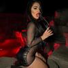 Autumn 2023 European & American Women's Mesh Spliced PU Leather Dress