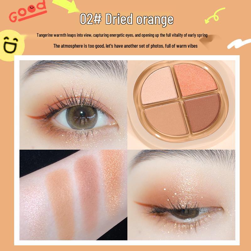 NOVO5676 Shimmer & Matte 4-Color Eyeshadow Palette: Waterproof, Sweatproof, Non-Smudging, Easy Application, Genuine.