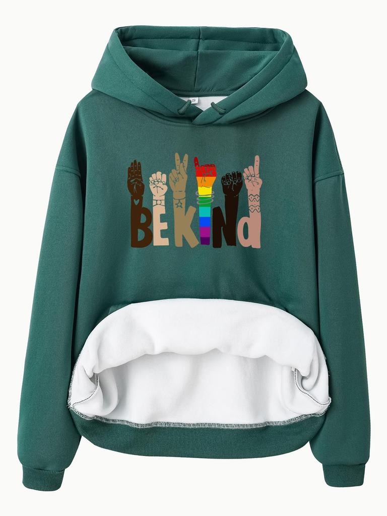 BEKIND Women's Fleece-Lined Hooded Sweatshirt with Kangaroo Pocket