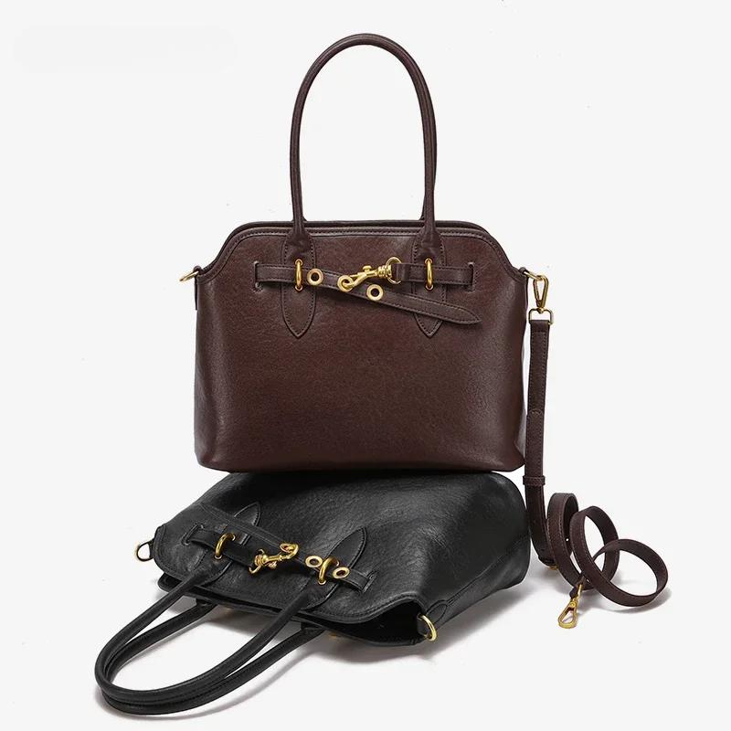 Dámská taška z pravé kůže dámská taška přes rameno retro styl luxusní designová crossbody taška nová